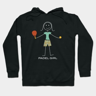 Funny Padel Girl Stick Illustration Hoodie